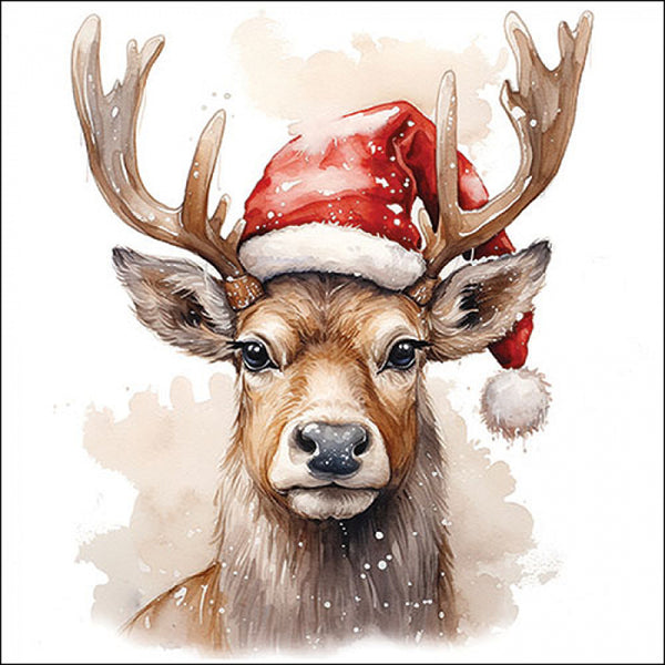 Ambiente Deer Napkins - 20 Pack - Santa Hat, White