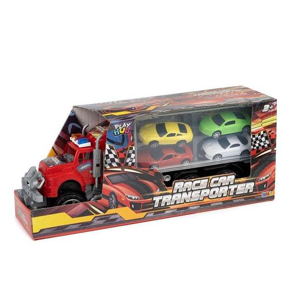 Play Hub Race Car Transporter Toy Set 