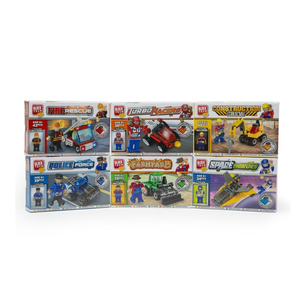 B Tech Building Block Vehicle with Figure | 6 Assorted Designs, Ages 6+