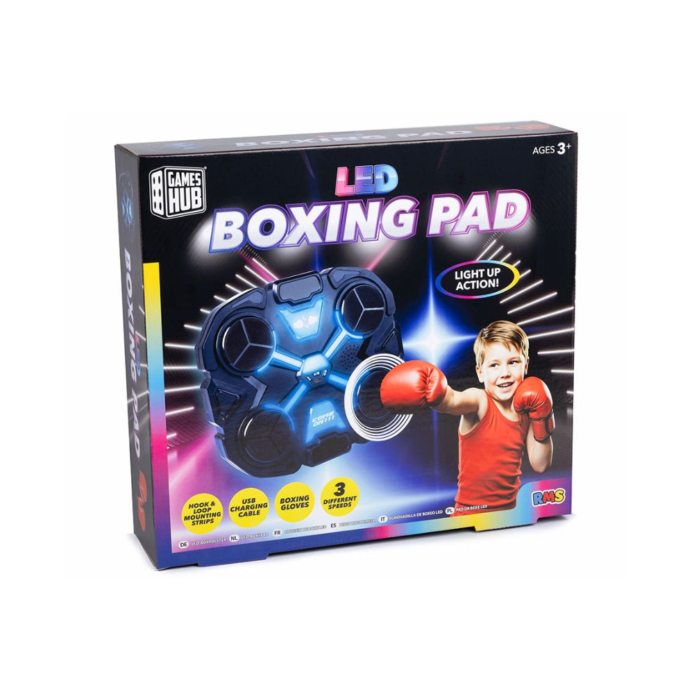 LED Boxing Pad Interactive Toy - Includes Gloves, USB Rechargeable