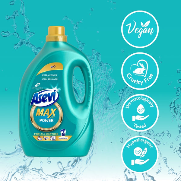 Asevi Max Power Detergent | Hypoallergenic | 50 Washes