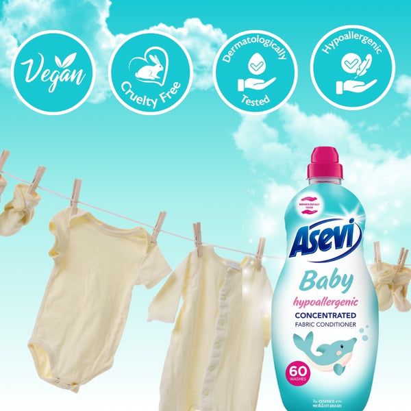 Asevi Hypoallergenic Baby Fabric Conditioner | 60 Washes