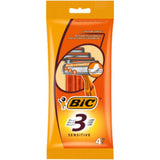 BIC 3 Sensitive Men's Razors Pack of 4 | Triple Blade, Aloe & Vitamin E