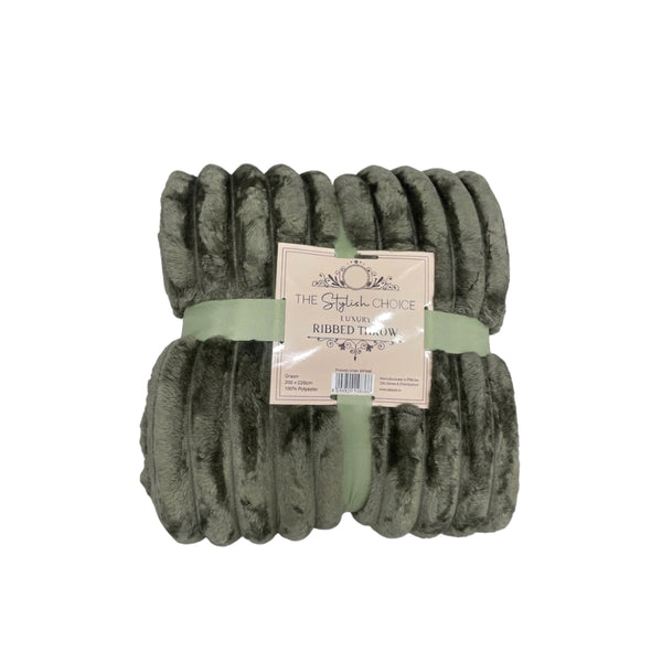 The Stylish Choice Luxury Ribbed Throw 200x220 Green | Soft & Cozy