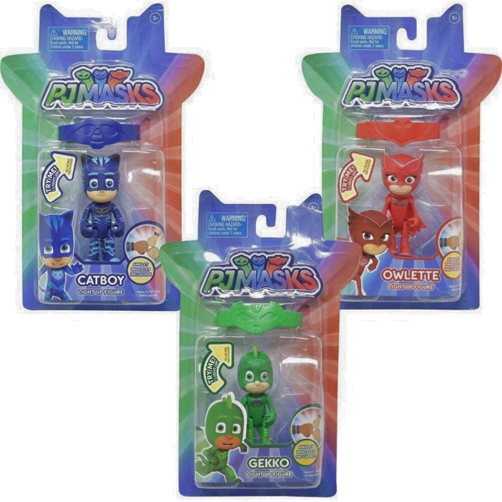 pj masks assorted light up figures with wristband pack 