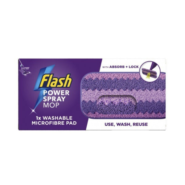 Flash Powermop Washable Microfibre Mop Pad | Reusable, Absorb + Lock