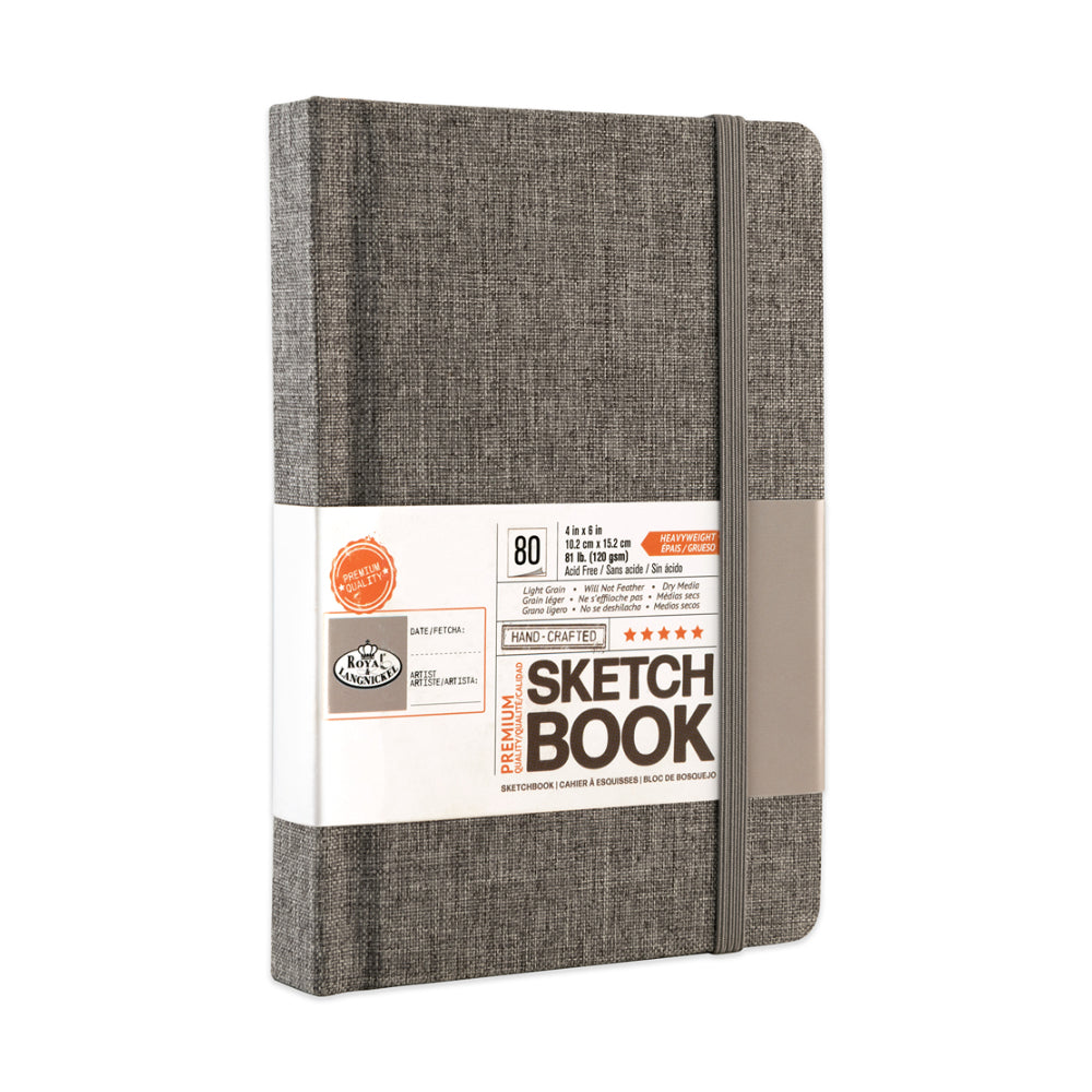 Royal & Langnickel Grey Sketchbook | 4 x 6, Fabric Cover, HB