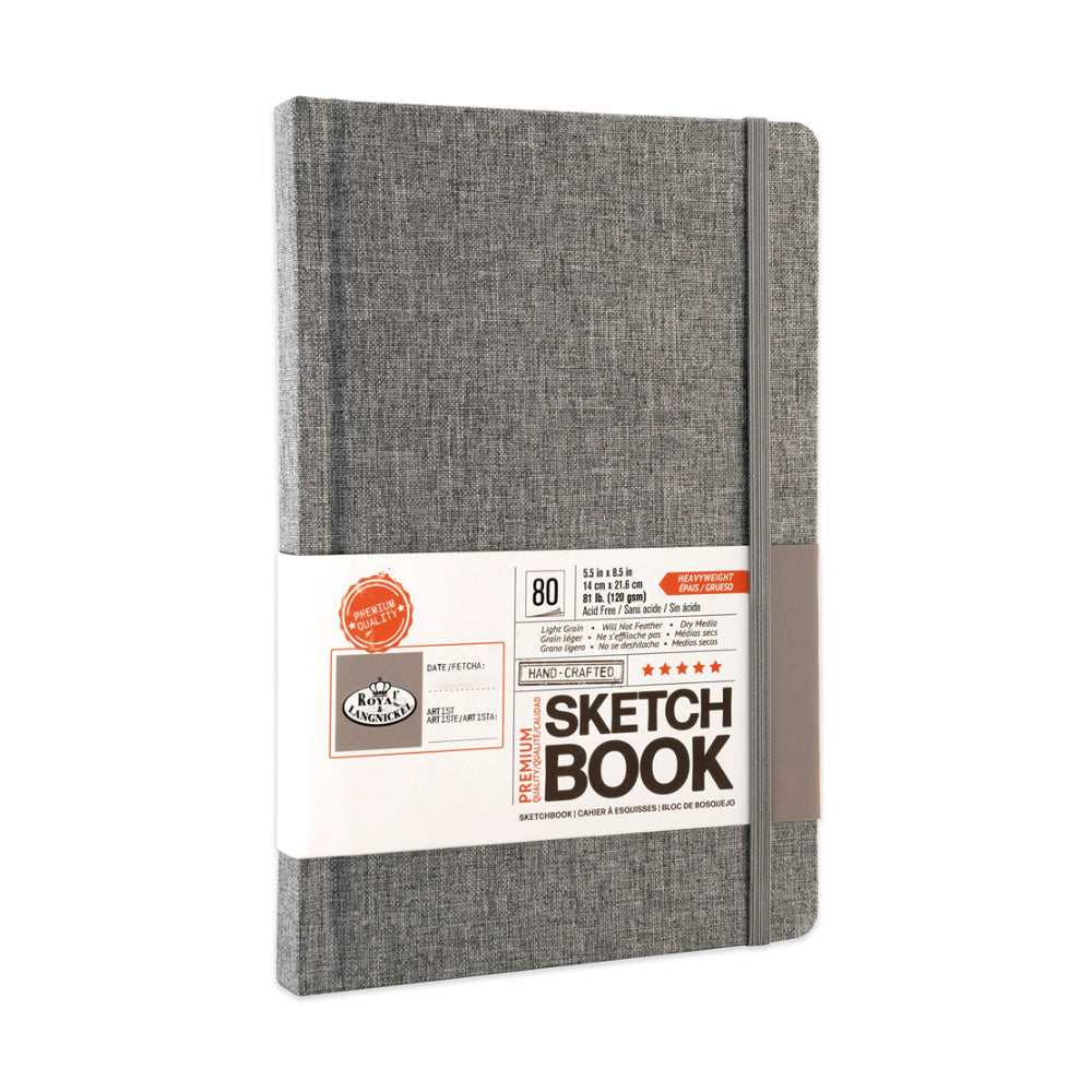 Royal & Langnickel Grey Fabric Cover HB Sketchbook | 5.5 x 8.5in