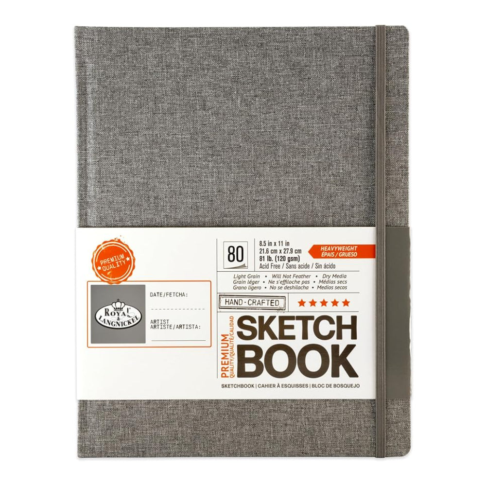Royal & Langnickel Grey Fabric Cover HB Sketchbook | 8.5 x 11