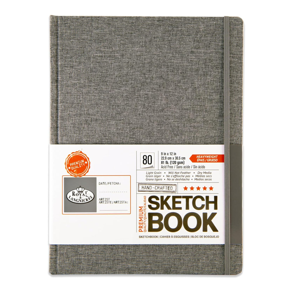Royal & Langnickel Grey Fabric Hardback Sketchbook | 9 x 12
