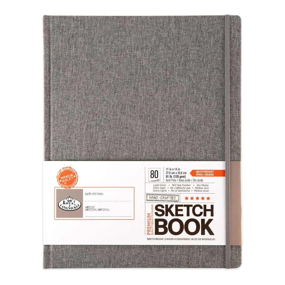 Royal & Langnickel Grey Fabric Hardback Sketchbook | 11 x 14