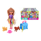 Girl and Pet Doll Playset - Pet Carrier, Feeding Bowl, Assorted Designs