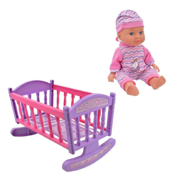 lullaby baby small baby doll with rocking crib 