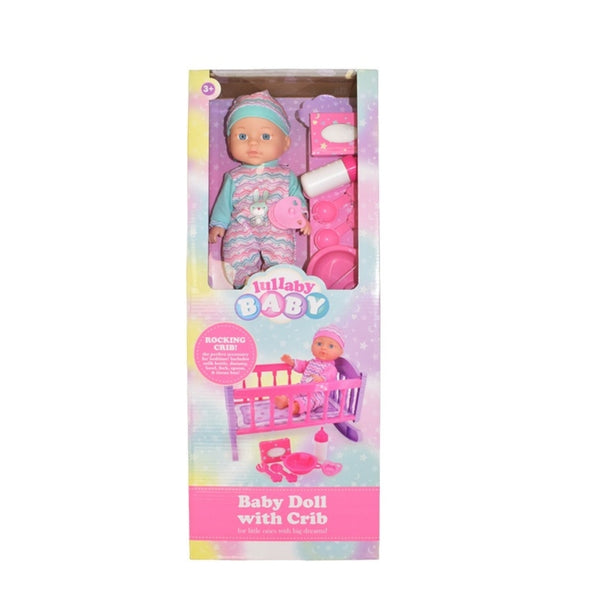 lullaby baby small baby doll with rocking crib 