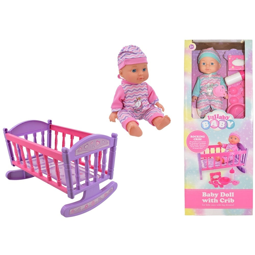 lullaby baby small baby doll with rocking crib 