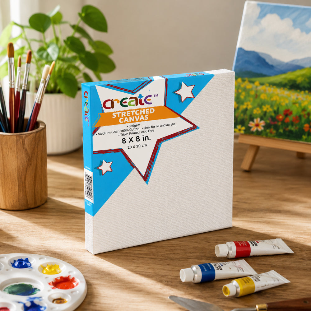 Create White Triple Primed Cotton Canvas - 8 x 8 inch, 380gsm