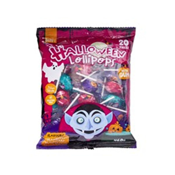 Halloween Gumball Lollipops | Pack of 20, 460g, Hard Candy with Gum Centre