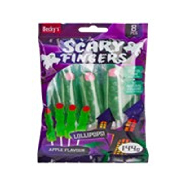 Halloween Scary Fingers Lollipops Apple Flavour | Pack of 8, 144 g