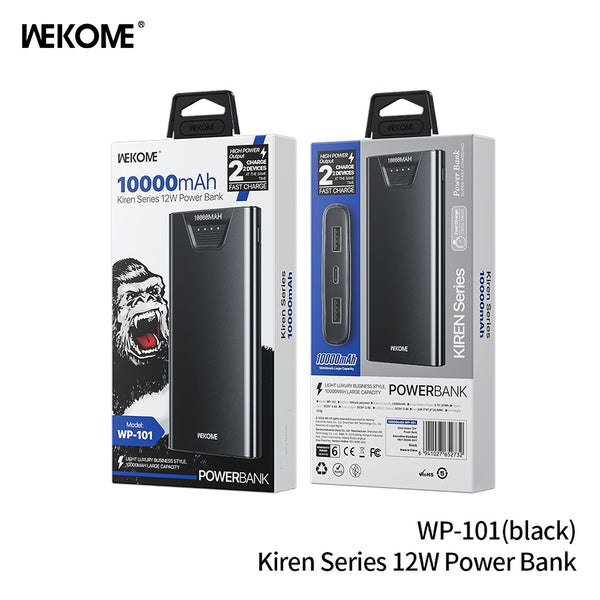 Wekome 10000mAh Powerbank - Black - 10,000mAh
