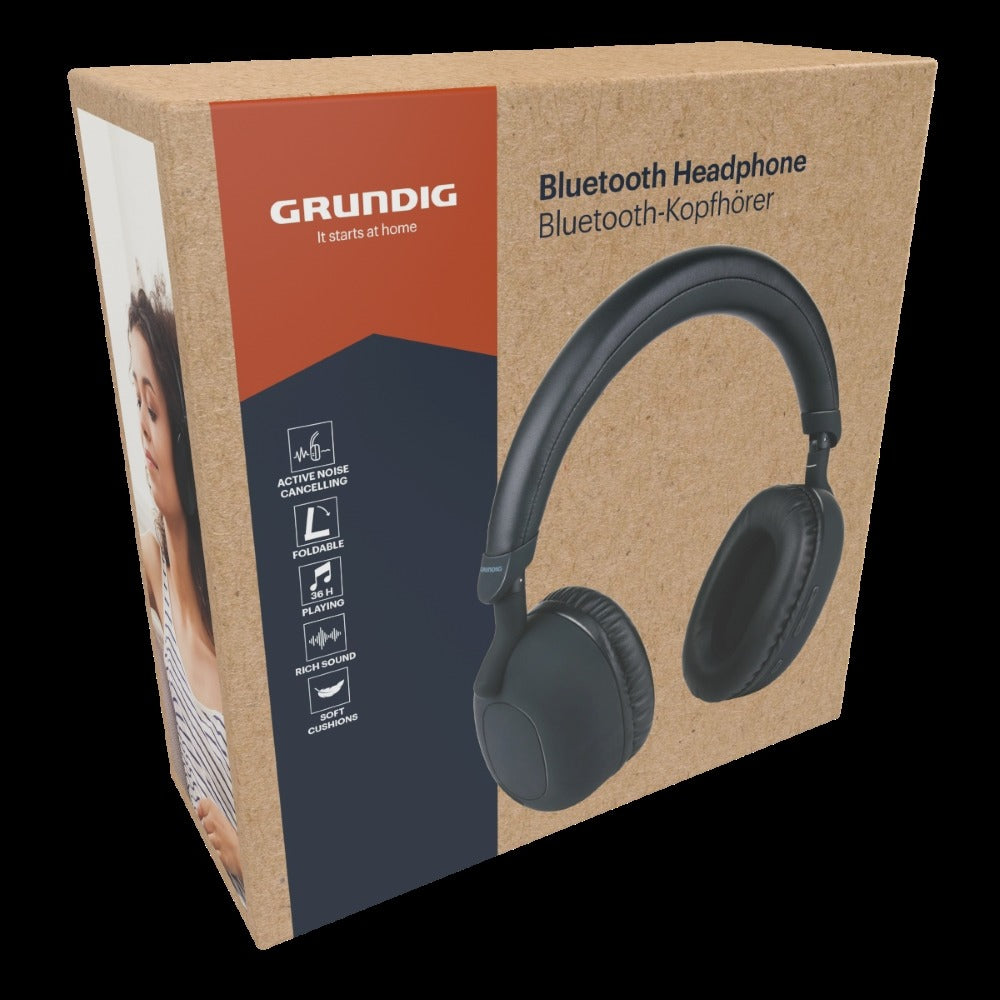 Grundig ANC Bluetooth Over-Ear Headphones | Black, Cushioned Earcups
