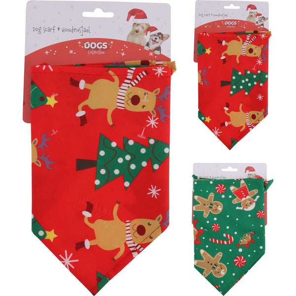 Christmas Festive Dog Bandana | 62 x 30cm, Assorted Designs, Collar Slot