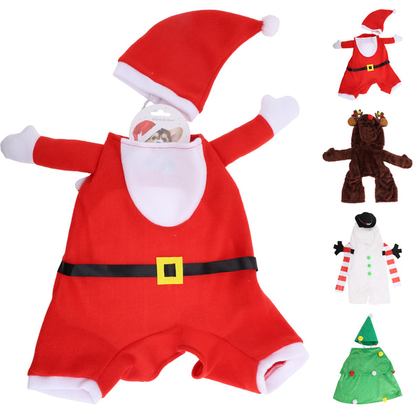 Christmas Festive Full-Body Pet Costume | Assorted Designs, Hood or Hat