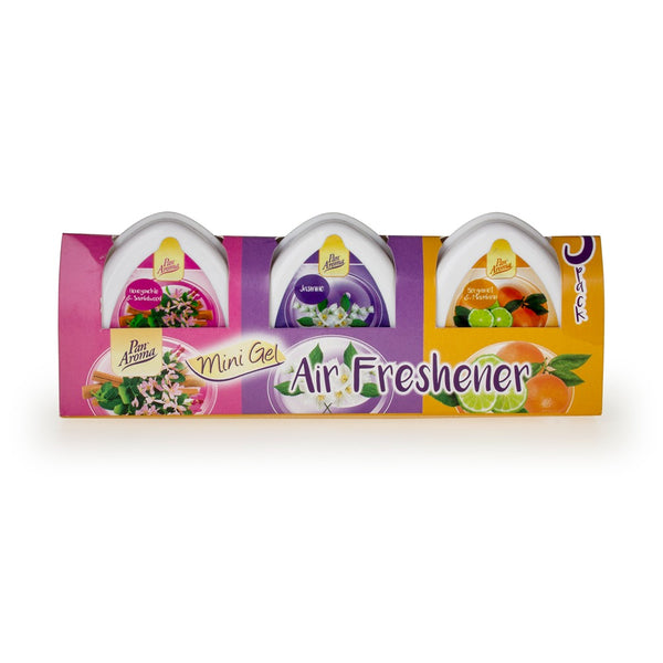 Pan Aroma Mini Gel Air Freshener | Pack of 3, Bergamot, Honey, Jasmin
