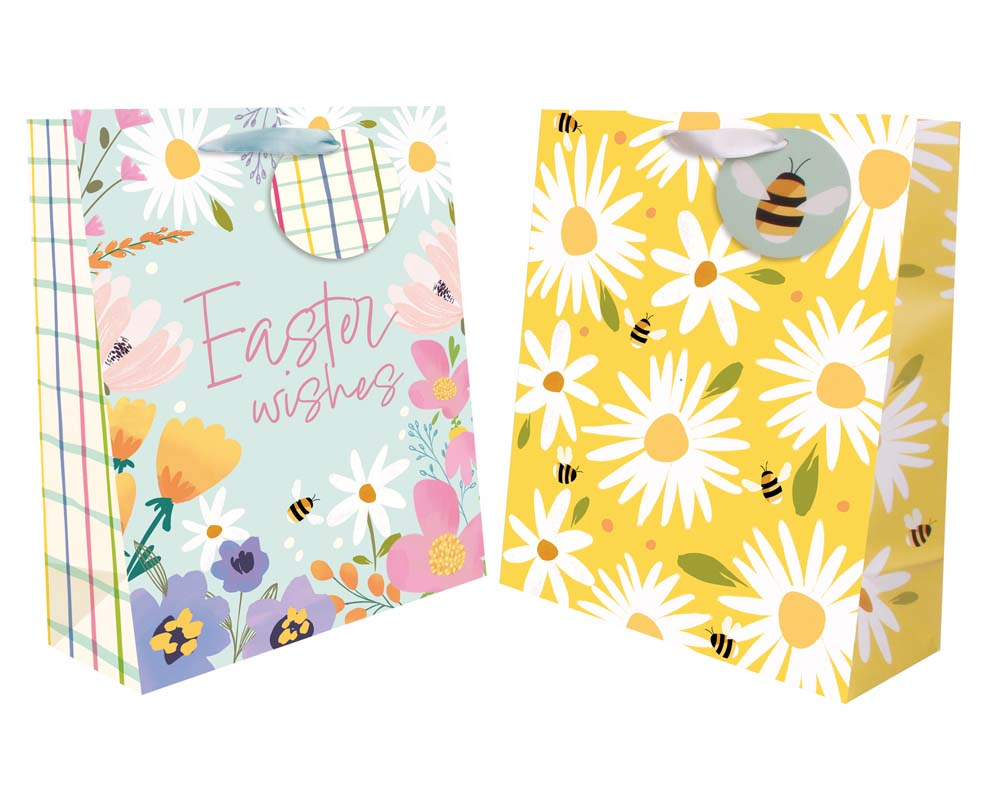 Tallon Easter Large Floral Gift Bag | Daisy & Bee Print, Ribbon Handles
