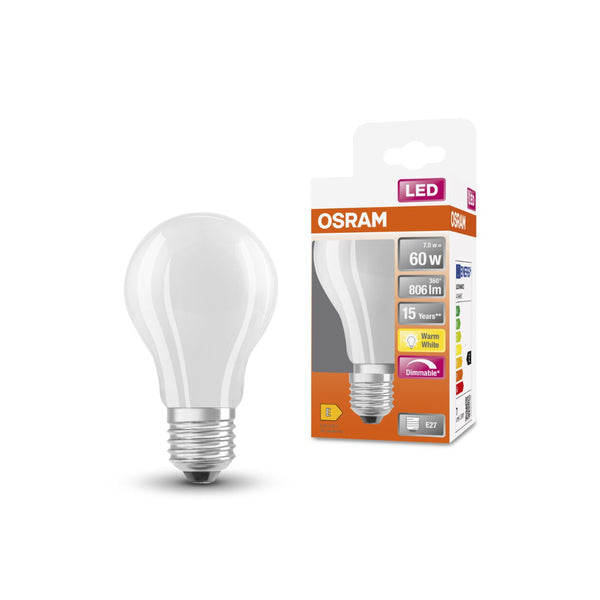 Osram Dimmable LED Light Bulb | E27, 60W Equivalent, Warm White