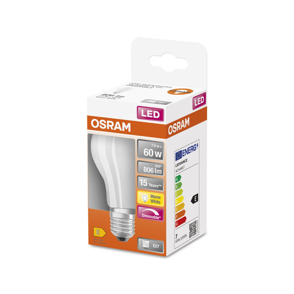 Osram Dimmable LED Light Bulb | E27, 60W Equivalent, Warm White