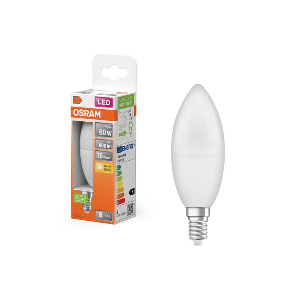 Osram Frosted LED Candle Bulb | E14, 60W Equivalent, Warm White
