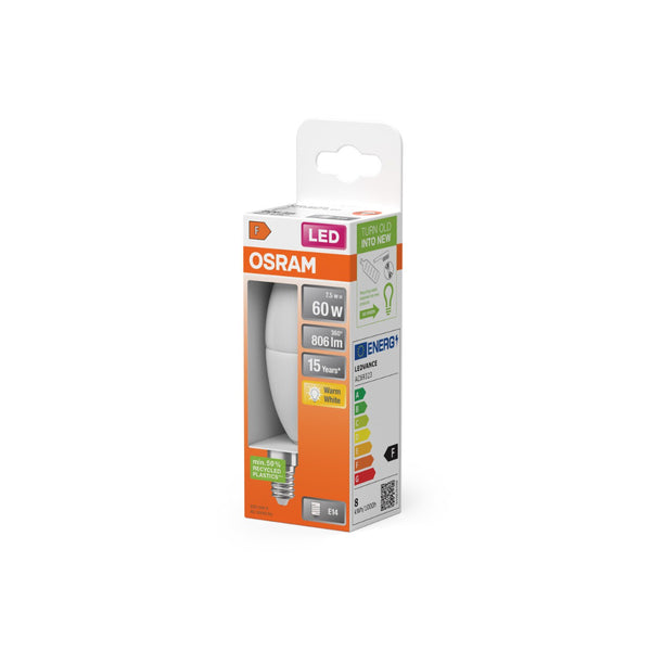 Osram Frosted LED Candle Bulb | E14, 60W Equivalent, Warm White