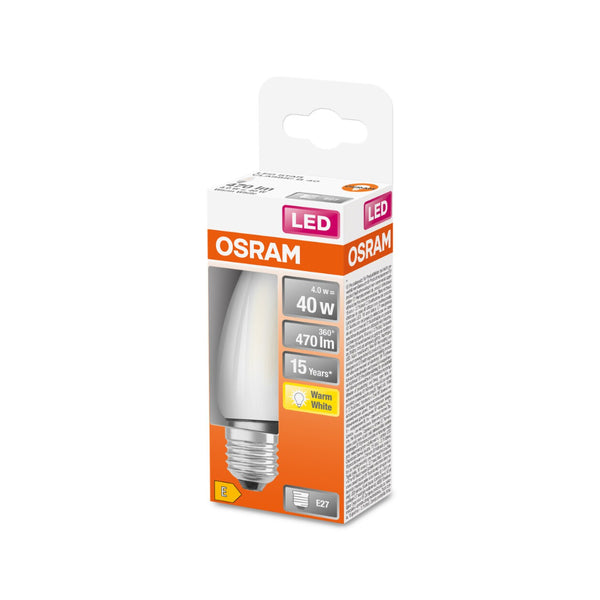 Osram Frosted LED Candle Bulb | E27, 40W Equivalent, Warm White