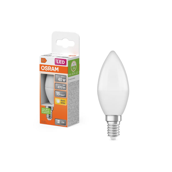 Osram LED Candle Bulb | E14, 40W Equivalent, Frosted Warm White