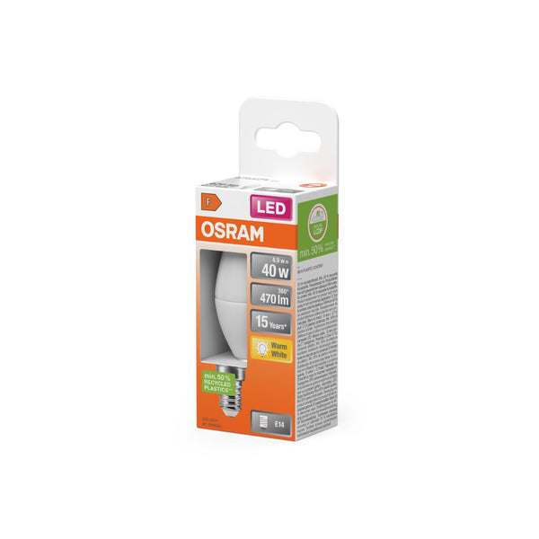 Osram LED Candle Bulb | E14, 40W Equivalent, Frosted Warm White