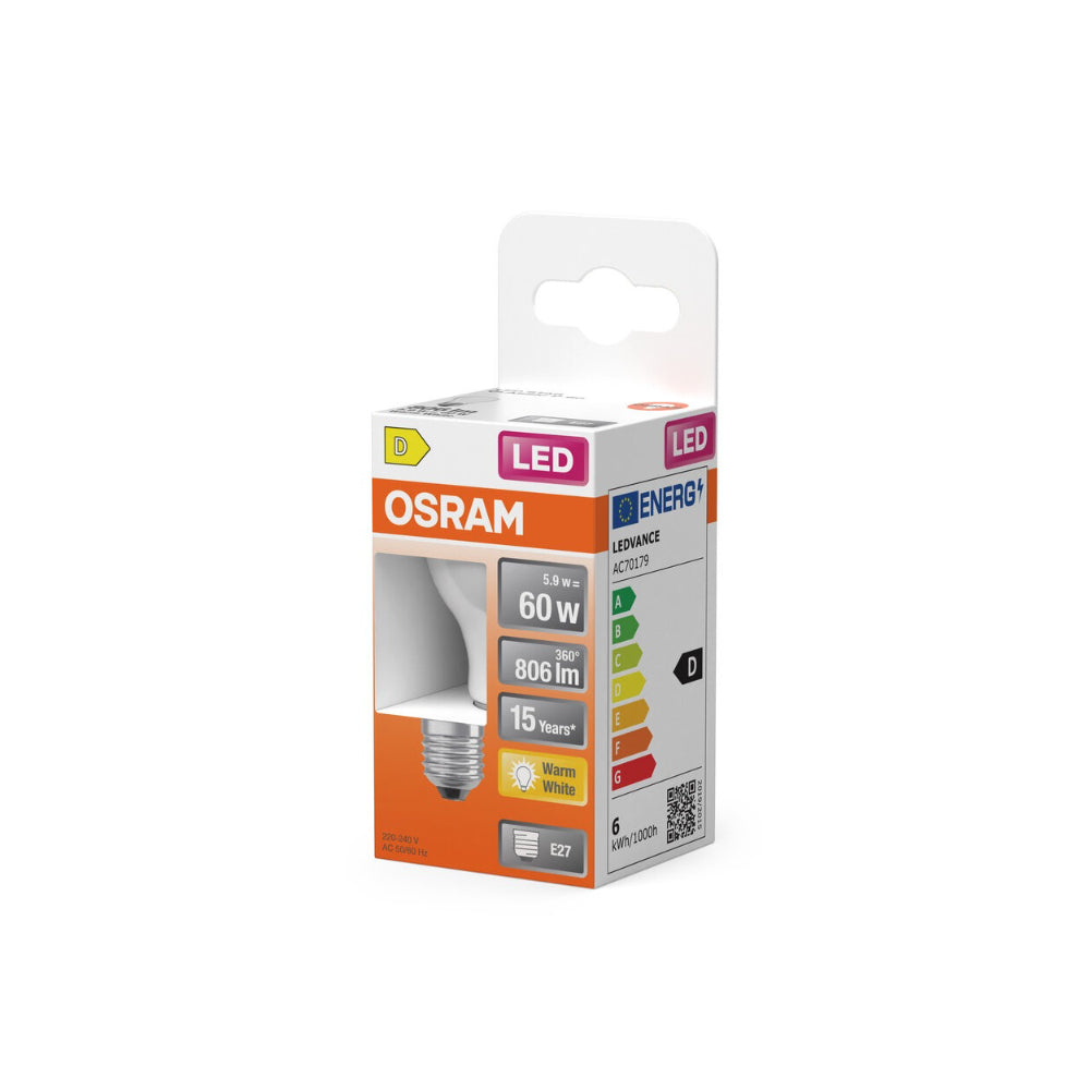 Osram Golf Ball LED Bulb | E27, 5.9W, Warm White, 806 Lumens
