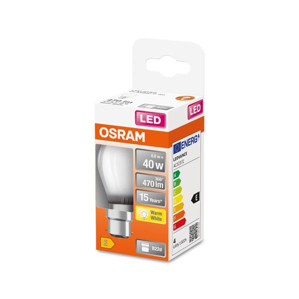 Osram Golf Ball LED Bulb | B22d, 4W = 40W, Warm White, 470lm