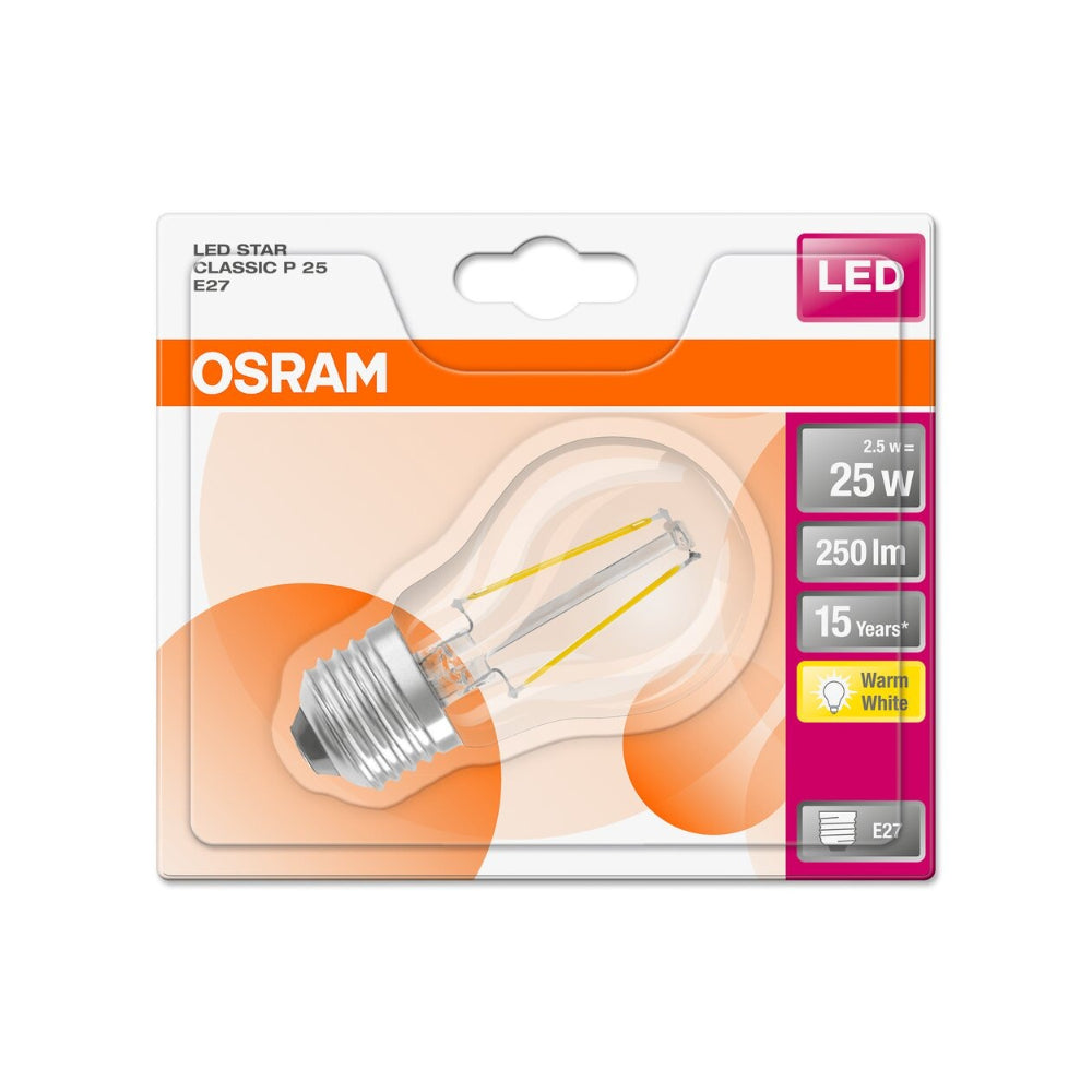 Osram Golf Ball LED Filament Bulb | E27, Clear, Warm White, 2.5W
