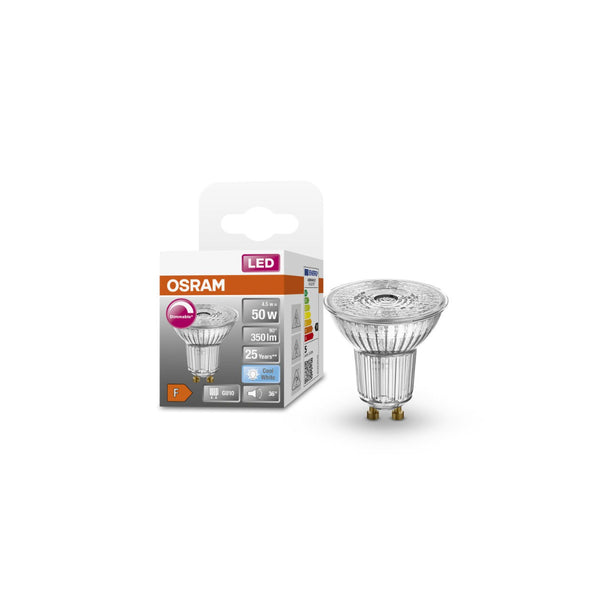 Osram Cool White Dimmable GU10 LED Spotlight Bulb | 4.5W, 350lm