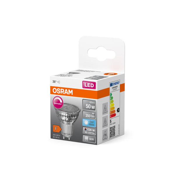 Osram Cool White Dimmable GU10 LED Spotlight Bulb | 4.5W, 350lm