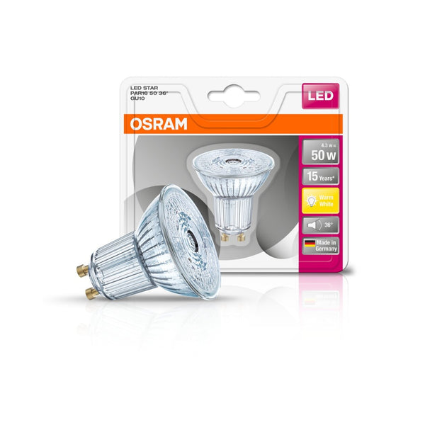 Osram GU10 LED Spotlight Bulb | 4.3W, Warm White, 50W Equivalent