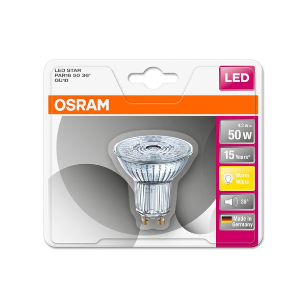 Osram GU10 LED Spotlight Bulb | 4.3W, Warm White, 50W Equivalent