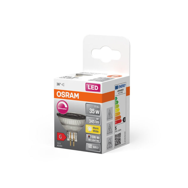 Osram MR16 GU5.3 LED Spotlight Bulb | 5W, 35W Equivalent, Warm White