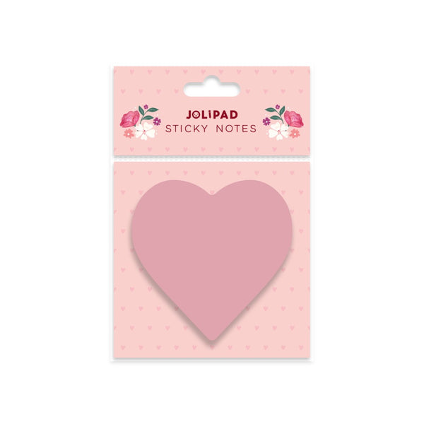 Jolipad Pink Heart Sticky Notes | Self-Adhesive, Floral Stationery