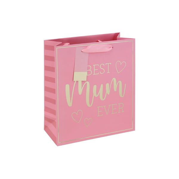 Amazing Mum Best Mum Ever Medium Gift Bag | Pink Ombré, Gift Tag