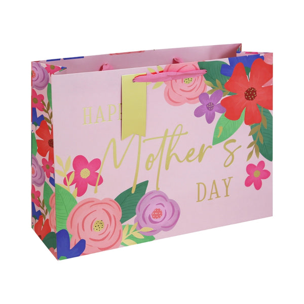 Amazing Mum Mother's Day Floral Shopper Gift Bag | Ribbon Handles, Gift Tag