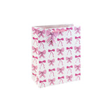 EuroWrap Bow Medium Gift Bag | Pink Bow Print, Ribbon Handles