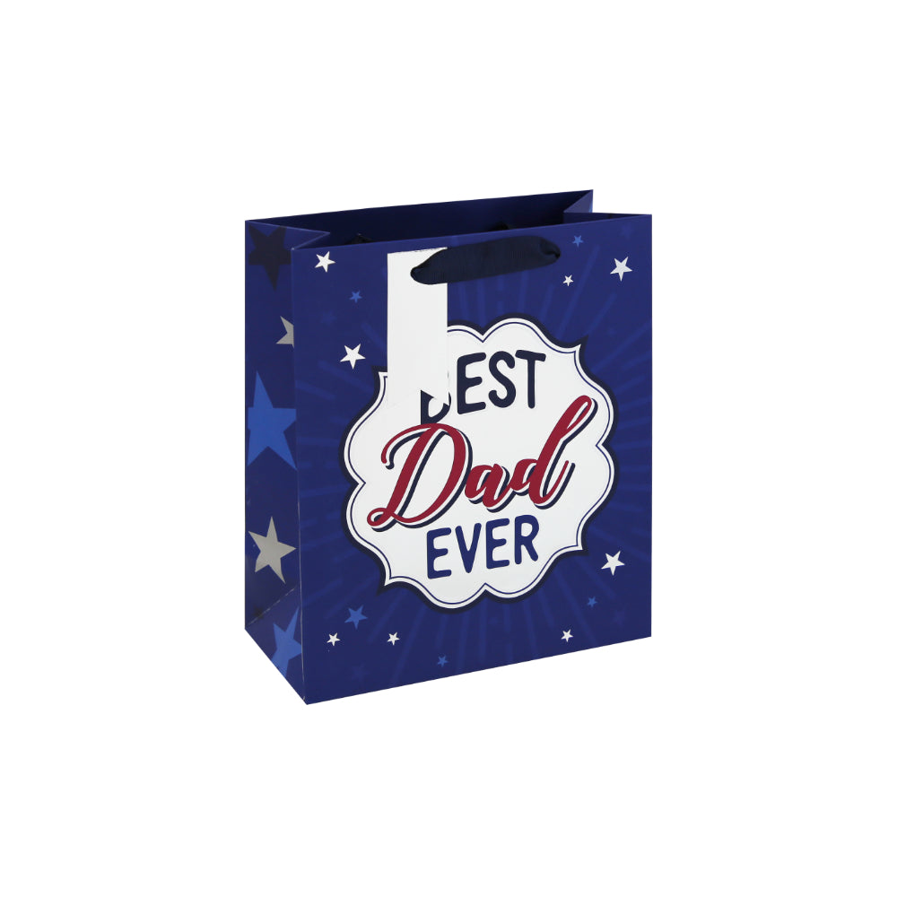 Best Dad Best Dad Ever Medium Gift Bag | Navy, Ribbon Handles