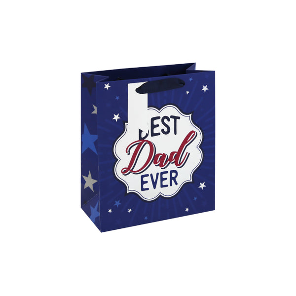 Best Dad Best Dad Ever Medium Gift Bag | Navy, Ribbon Handles