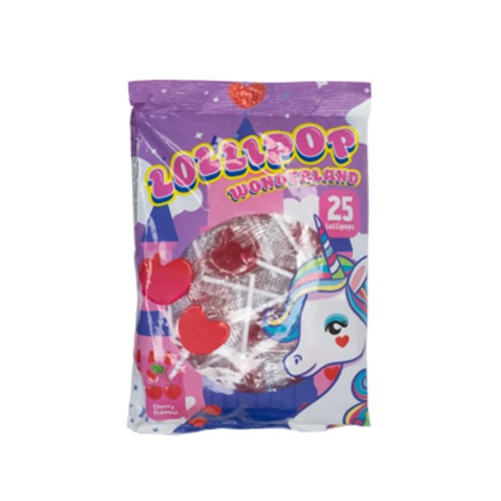Becky's Unicorn Heart Lollipops Bag | Pack of 25, 225g, Cherry Flavour